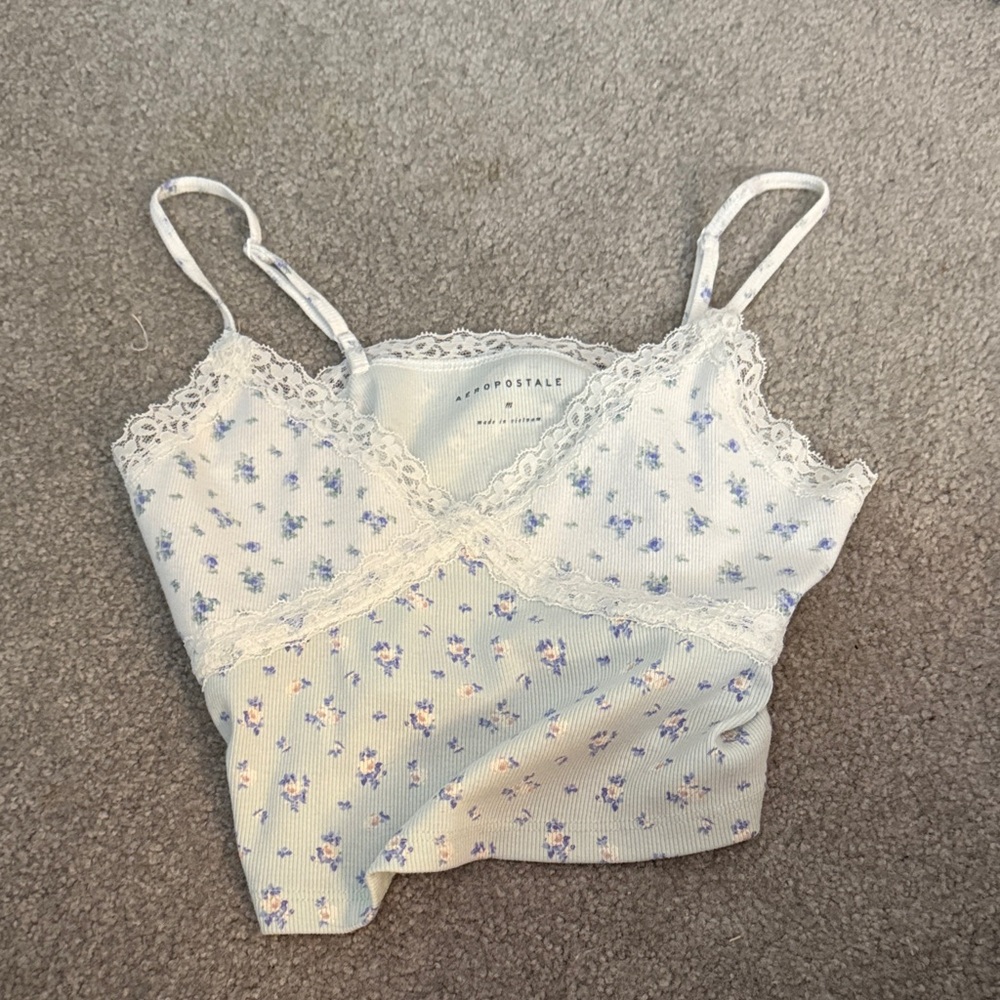 Aeropostale Blue Floral Lace Cami